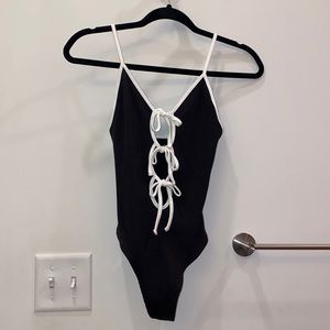 Urban black and white one piece top